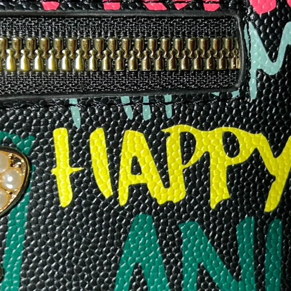 Alba Saffiano Leather Inspirational Black Zip-around Long Wallet 8” x 4.… - Picture 13 of 17